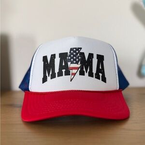 Mama Trucker Hat Red White Blue